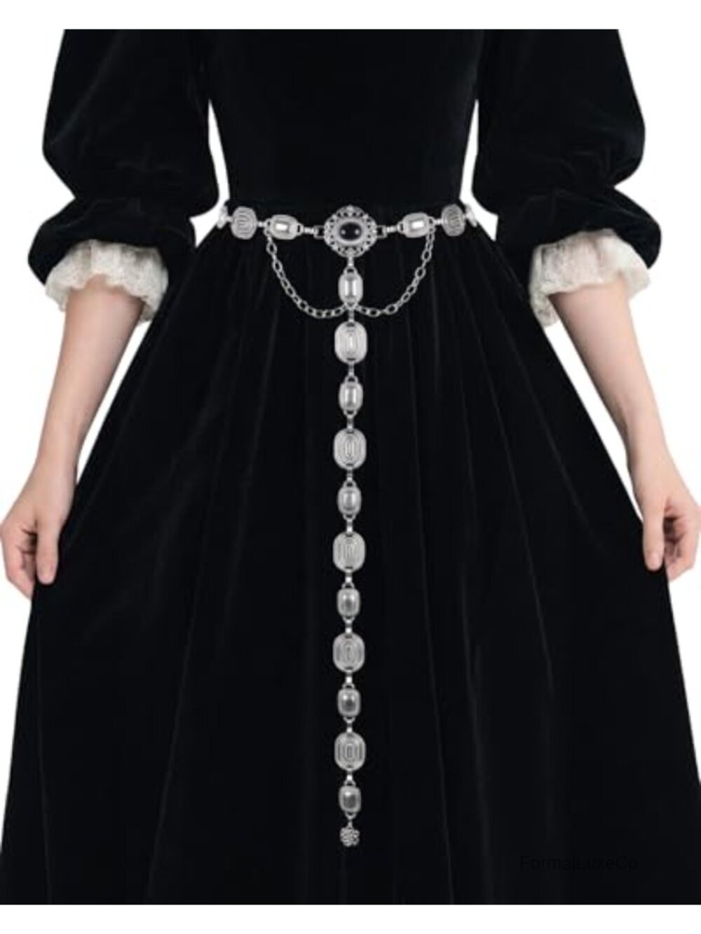 Medieval Renaissance Waist Chain Belt, Gothic Witch Tassel Metal Belt for Women